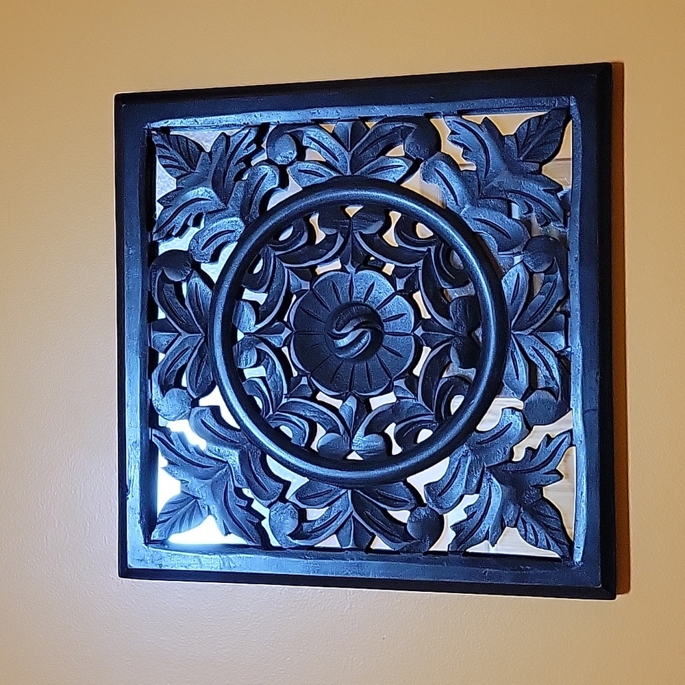 Wood decorated mirror